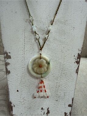 Jade Flower Pendant Necklace